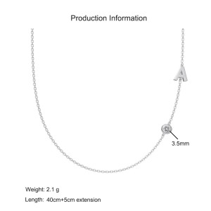 925 Sterling Silver Personalized Initial Alphabet Zircon Necklace 80100078