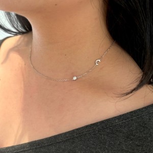 925 Sterling Silver Personalized Initial Alphabet Zircon Necklace 80100078