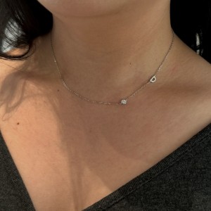 925 Sterling Silver Personalized Initial Alphabet Zircon Necklace 80100078