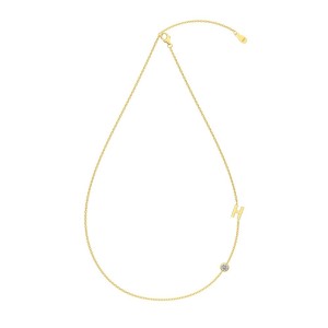 925 Sterling Silver Personalized Initial Alphabet Zircon Necklace 80100079