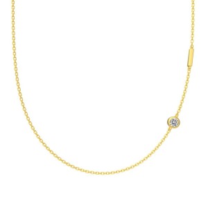 925 Sterling Silver Personalized Initial Alphabet Zircon Necklace 80100079