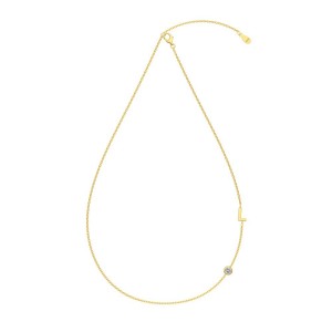 925 Sterling Silver Personalized Initial Alphabet Zircon Necklace 80100079