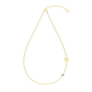 925 Sterling Silver Personalized Initial Alphabet Zircon Necklace 80100079