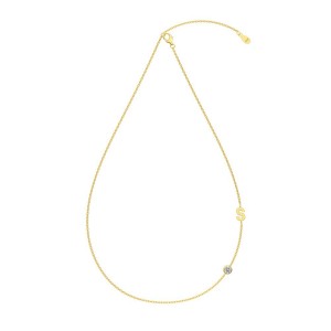 925 Sterling Silver Personalized Initial Alphabet Zircon Necklace 80100079