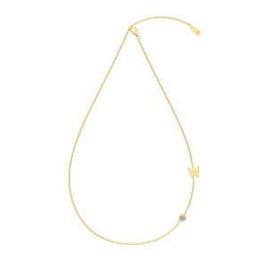 925 Sterling Silver Personalized Initial Alphabet Zircon Necklace 80100079