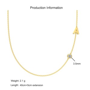 925 Sterling Silver Personalized Initial Alphabet Zircon Necklace 80100079
