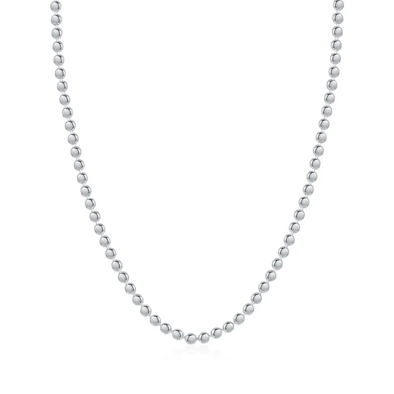 925 Sterling Silver Beaded Choker Necklace 80100080