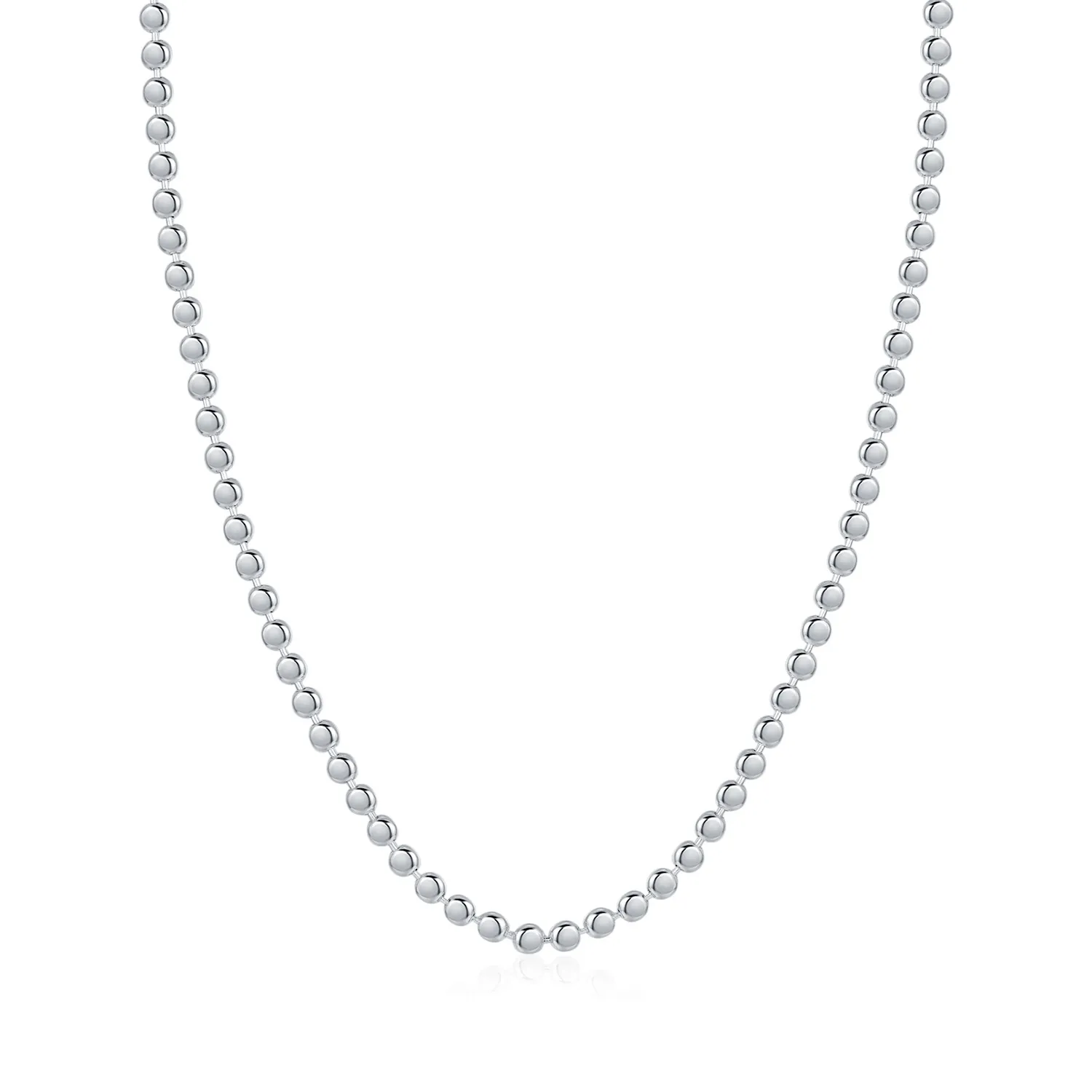 925 Sterling Silver Beaded Choker Necklace 80100080