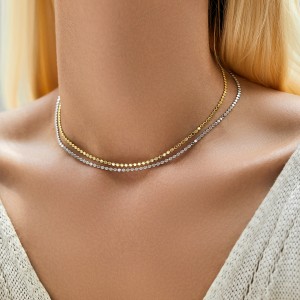925 Sterling Silver Beaded Choker Necklace 80100080