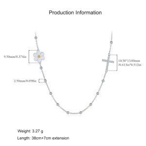 925 Sterling Silver Daisy Cross Choker Necklace 80100081 925 Sterling Silver Daisy Cross Choker Necklace 80100081