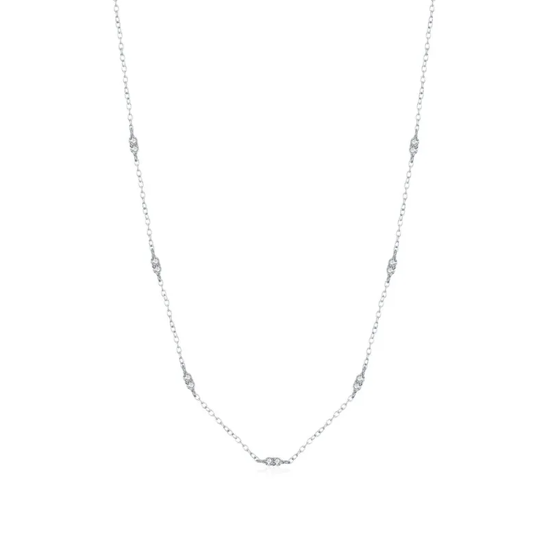 925 Sterling Silver CZ Choker Collarbone Necklace 80100082