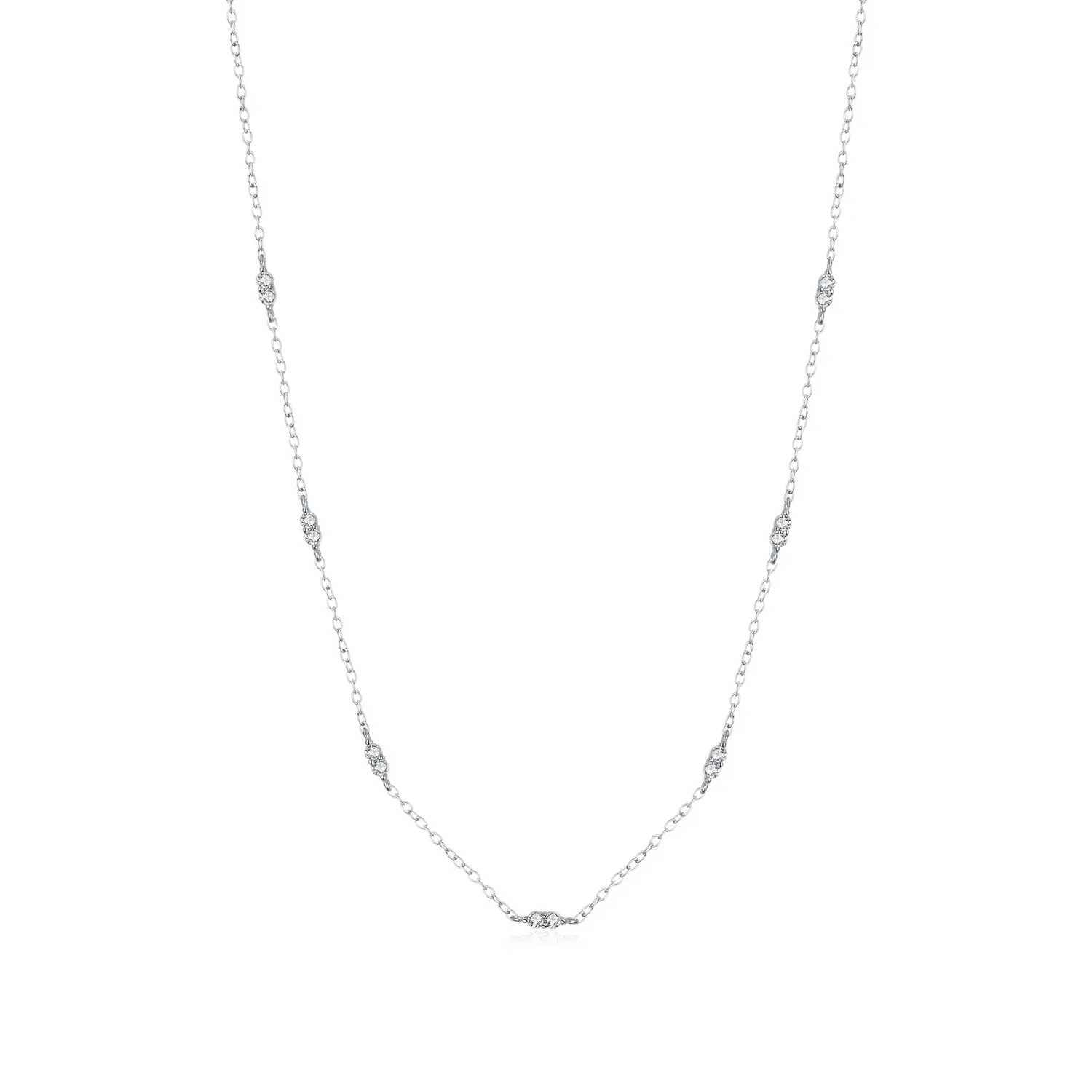 925 Sterling Silver CZ Choker Collarbone Necklace 80100082