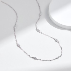 925 Sterling Silver CZ Choker Collarbone Necklace 80100082