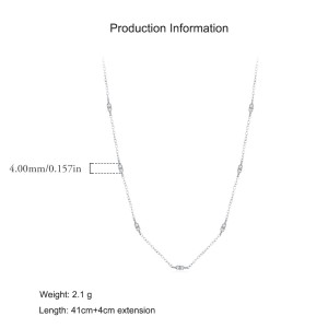925 Sterling Silver CZ Choker Collarbone Necklace 80100082