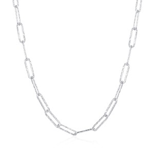 925 Sterling Silver Hammered Irregular Chain Necklace 80100085 925 Sterling Silver Hammered Irregular Chain Necklace 80100085