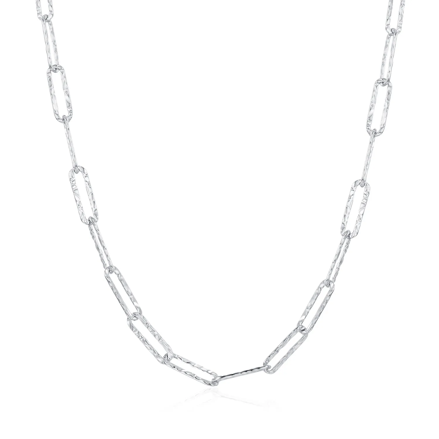 925 Sterling Silver Hammered Irregular Chain Necklace 80100085 925 Sterling Silver Hammered Irregular Chain Necklace 80100085