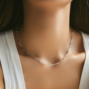 925 Sterling Silver Hammered Irregular Chain Necklace 80100085 925 Sterling Silver Hammered Irregular Chain Necklace 80100085
