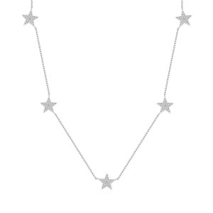 925 Sterling Silver Zircon Star Necklace 80100086