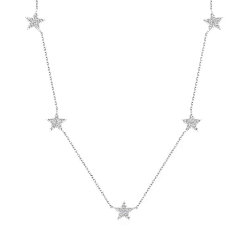 925 Sterling Silver Zircon Star Necklace 80100086