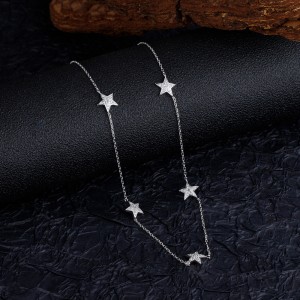 925 Sterling Silver Zircon Star Necklace 80100086