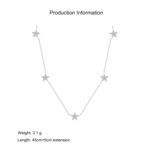 925 Sterling Silver Zircon Star Necklace 80100086
