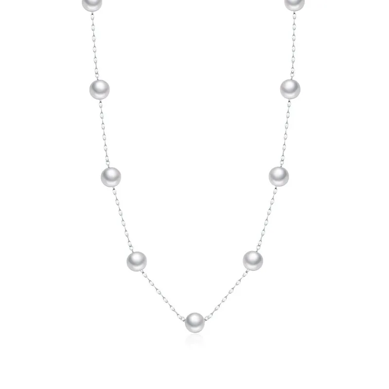 925 Sterling Silver Elegant Pearl Necklace 80100092