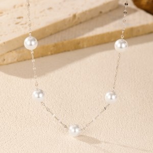 925 Sterling Silver Elegant Pearl Necklace 80100092 925 Sterling Silver Elegant Pearl Necklace 80100092