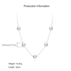 925 Sterling Silver Elegant Pearl Necklace 80100092 925 Sterling Silver Elegant Pearl Necklace 80100092