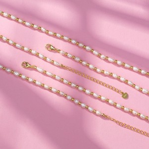 925 Sterling Silver Natural Fresh Water Pearl Necklace 80100093