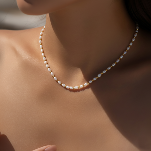 925 Sterling Silver Natural Fresh Water Pearl Necklace 80100093