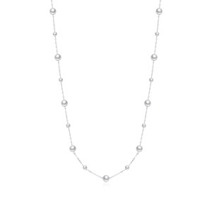 925 Sterling Silver 60cm/90cm Long Pearl Station Necklace 80100095