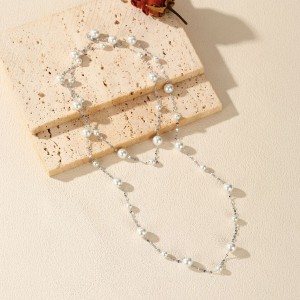 925 Sterling Silver 60cm/90cm Long Pearl Station Necklace 80100095