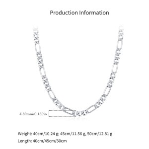 925 Sterling Silver 4.8mm Figaro Link Chain Necklace 80100096 925 Sterling Silver 4.8mm Figaro Link Chain Necklace 80100096