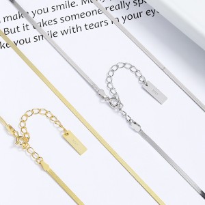 925 Sterling Silver 2mm Flat Snake Chain Necklace 80100098