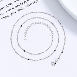 925 Sterling Silver Minimalist Flat Beaded Curb Station Chain 80100099 925 Sterling Silver Minimalist Flat Beaded Curb Station Chain 80100099
