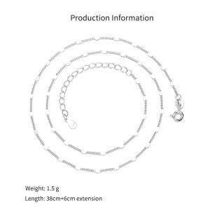 925 Sterling Silver Minimalist Flat Beaded Curb Station Chain 80100099 925 Sterling Silver Minimalist Flat Beaded Curb Station Chain 80100099