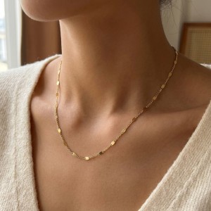 925 Sterling Silver Minimalist Flat Beaded Curb Station Chain 80100099 925 Sterling Silver Minimalist Flat Beaded Curb Station Chain 80100099