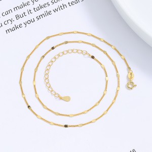 925 Sterling Silver Minimalist Flat Beaded Curb Station Chain 80100099 925 Sterling Silver Minimalist Flat Beaded Curb Station Chain 80100099