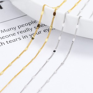 925 Sterling Silver Minimalist Flat Beaded Curb Station Chain 80100099 925 Sterling Silver Minimalist Flat Beaded Curb Station Chain 80100099