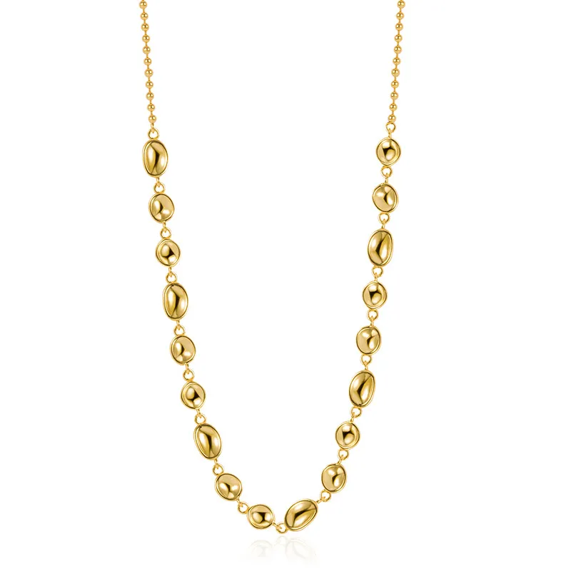 925 Sterling Silver Geometric Concave Bean Choker Necklace 80100101 925 Sterling Silver Geometric Concave Bean Choker Necklace 80100101