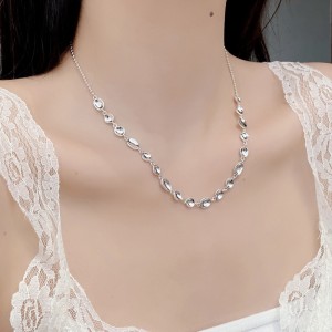925 Sterling Silver Geometric Concave Bean Choker Necklace 80100101 925 Sterling Silver Geometric Concave Bean Choker Necklace 80100101