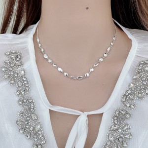 925 Sterling Silver Geometric Concave Bean Choker Necklace 80100101 925 Sterling Silver Geometric Concave Bean Choker Necklace 80100101