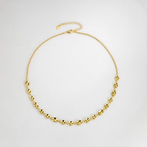 925 Sterling Silver Geometric Concave Bean Choker Necklace 80100101 925 Sterling Silver Geometric Concave Bean Choker Necklace 80100101