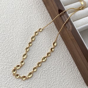 925 Sterling Silver Geometric Concave Bean Choker Necklace 80100101 925 Sterling Silver Geometric Concave Bean Choker Necklace 80100101