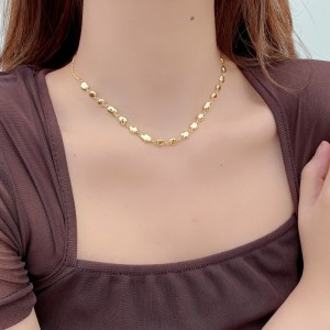 925 Sterling Silver Geometric Concave Bean Choker Necklace 80100101 925 Sterling Silver Geometric Concave Bean Choker Necklace 80100101