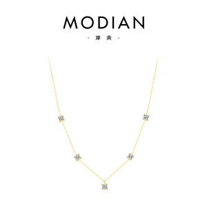 925 Sterling Silver CZ Station Collarbone Necklace 80100083