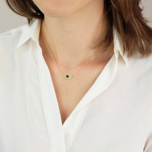 Silver Cubic Zirconia Devil Eyes Necklaces 80200157