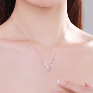 Sterling Silver Zirconia V Necklaces 80200163 Sterling Silver Zirconia V Necklaces 80200163