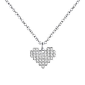 Sterling Silver Full Zirconia Heart Necklaces 80200166 Sterling Silver Full Zirconia Heart Necklaces 80200166