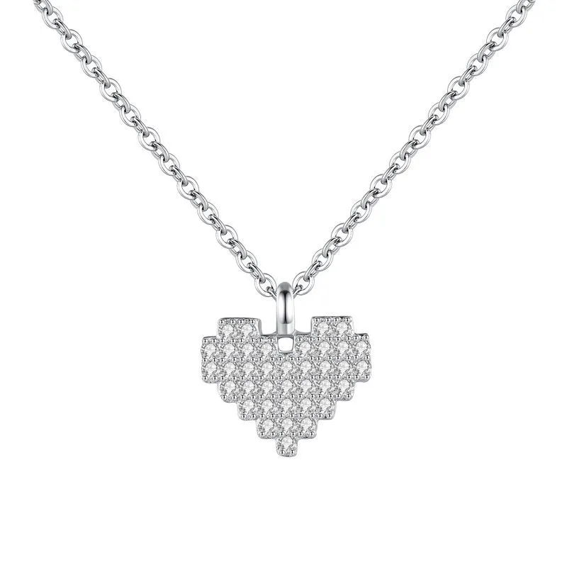 Sterling Silver Full Zirconia Heart Necklaces 80200166 Sterling Silver Full Zirconia Heart Necklaces 80200166